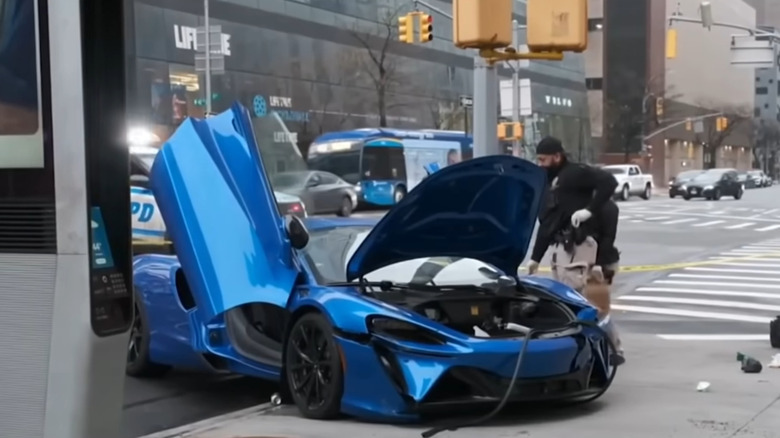 A stolen McLaren Artura crashed in Manhattan.