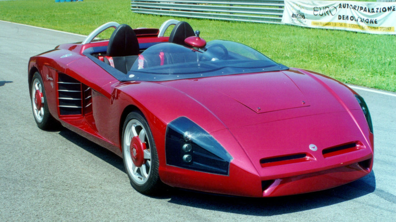 An elevated front 3/4 photo of the 2000 Bizzarrini Kjara