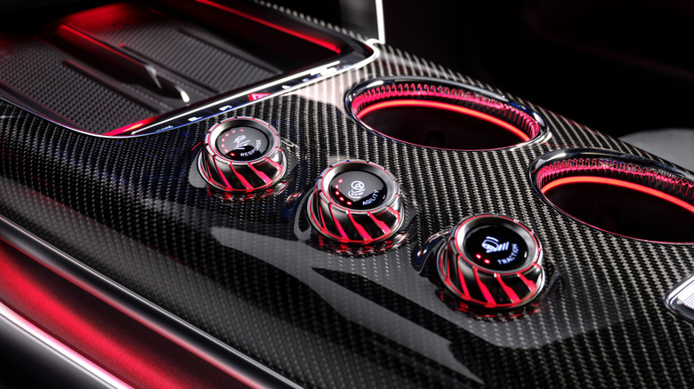 Center console knobs on a Mercedes-AMG GT 4-Door Coupe EV