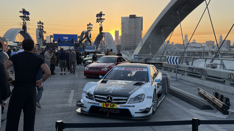 A Mercedes DTM race car on 6th Street Bridge