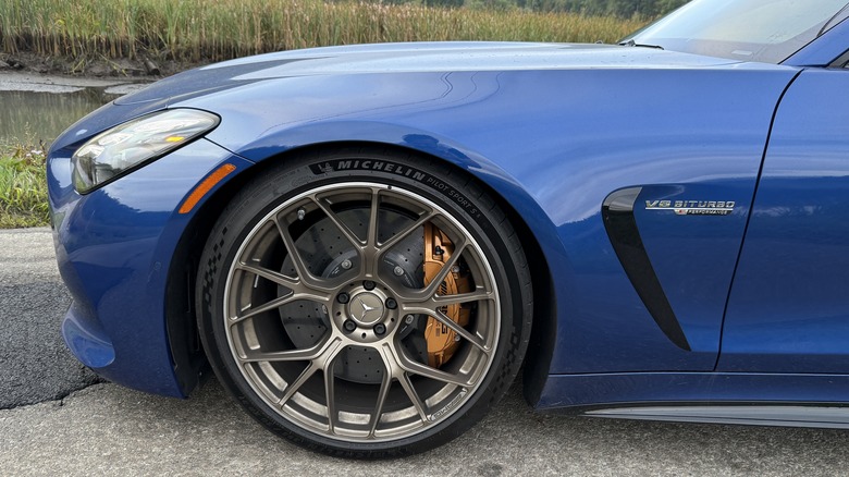 blue 2025 Mercedes-AMG GT63 S E Performance front fender