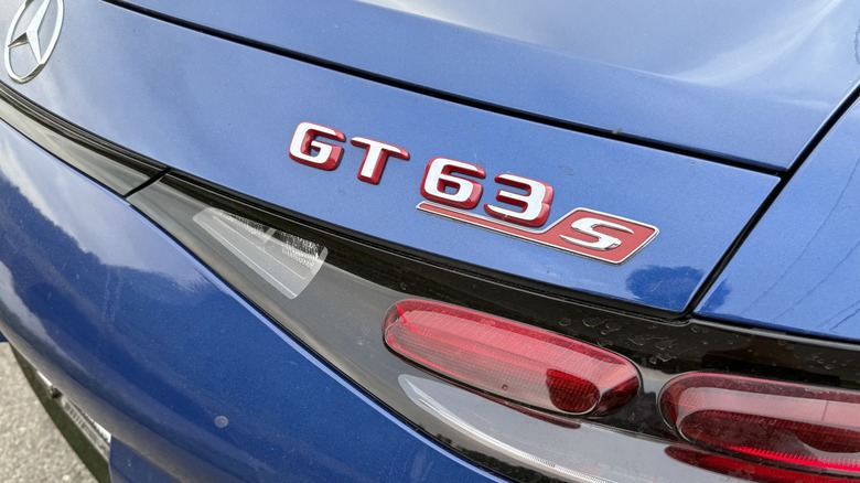 blue 2025 Mercedes-AMG GT63 S E Performance rear badge