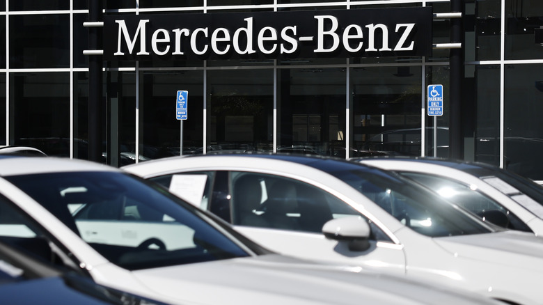 Mercedes-Benz pre-owned vehicles are available for sale at a Mercedes-Benz car dealership on April 2, 2025 in Los Angeles, California.
