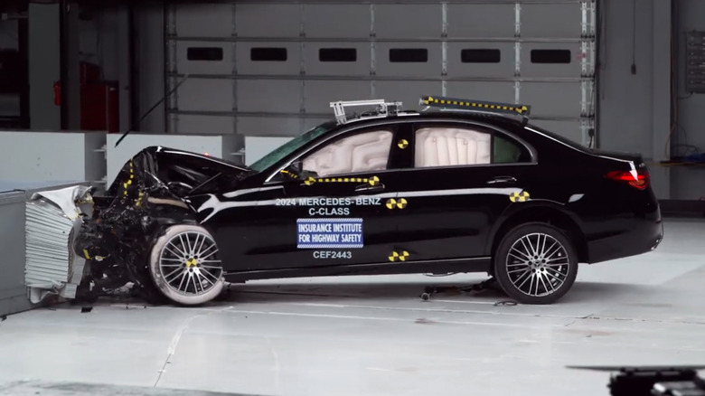An IIHS crash test for the Mercedes-Benz C-Class.