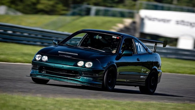 A green Integra on track
