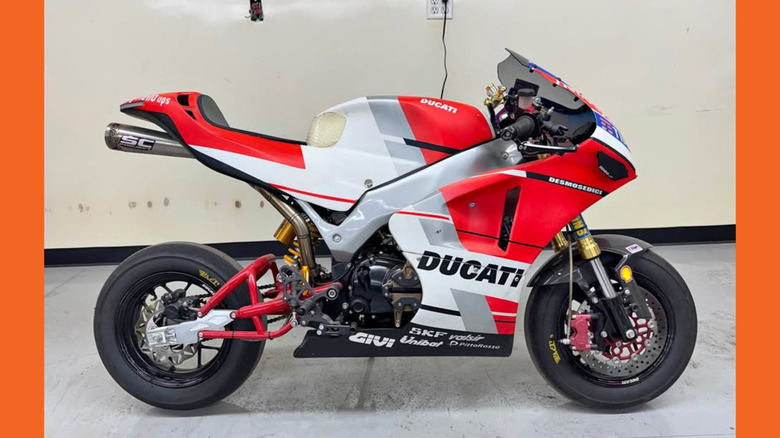 A Grom done up like a mini Ducati race bike