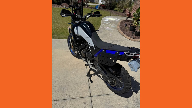 A gray and blue Yamaha Tenere 700