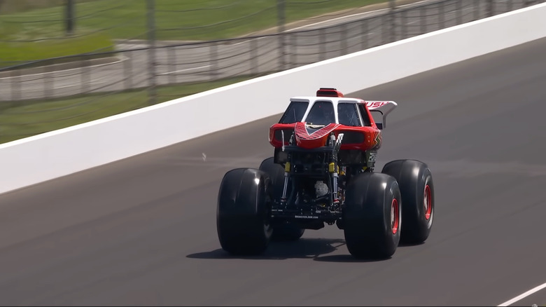 Camden Murphy sets a new monster truck speed record of 103 mph at Indianapolis Motor Speedway