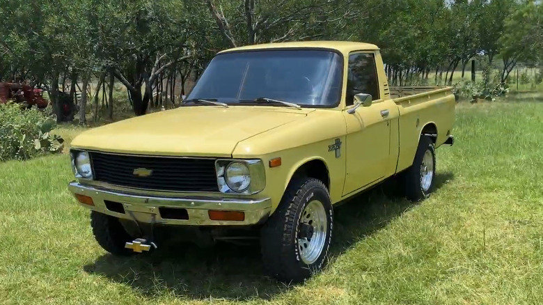 A yellow 1980 Chevrolet LUV pickup truck