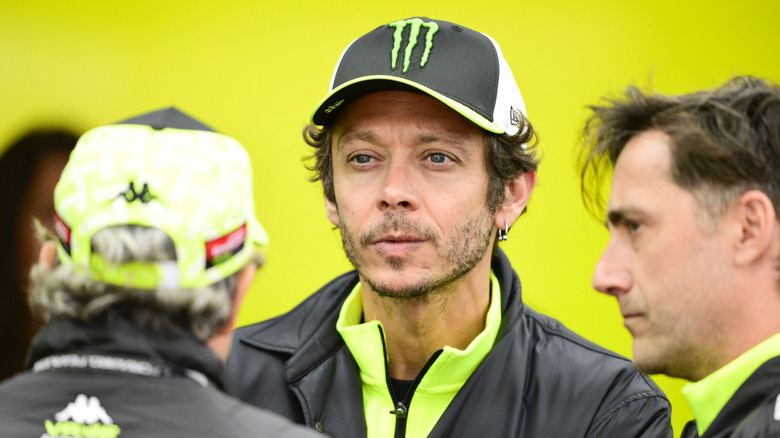 Valentino Rossi in the garage during free practice ahead of the MotoGP of Catalonia at Circuit de Barcelona-Catalunya on May 15, 2026 in Barcelona, Spain.