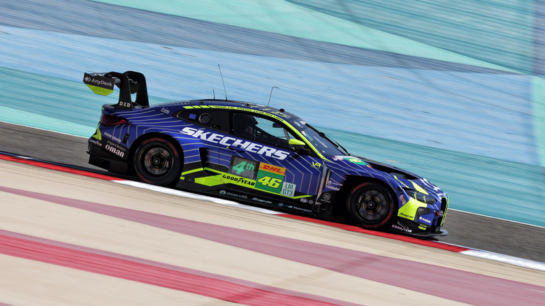 The #46 Team WRT BMW M4 LMGT3 of Ahmad Al Harthy, Valentino Rossi, and Kelvin Van Der Linde in action during practice ahead of the 8 Hours of Bahrain at the Bahrain International Circuit on November 6, 2025 in Sakhir, Bahrain.