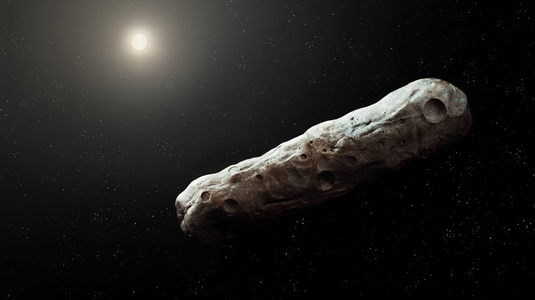 A rendering of Oumuamua, an object that passed through the Solar System in 2017