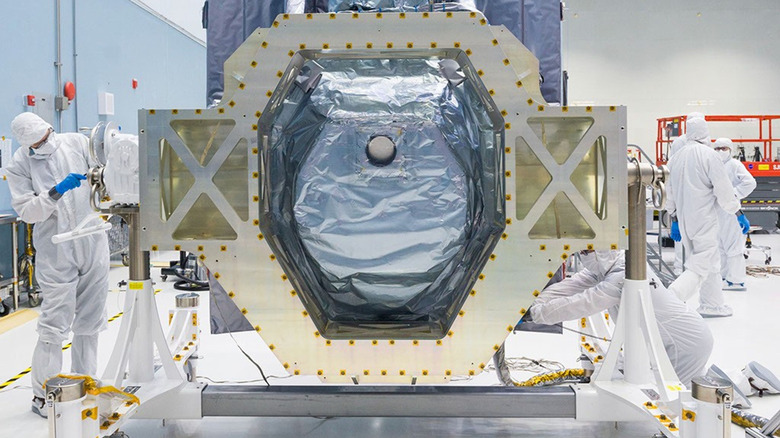 The Wide Field Instrument for NASA's Nancy Grace Roman Space Telescope arriving at the big clean room at NASA's Goddard Space Flight Center