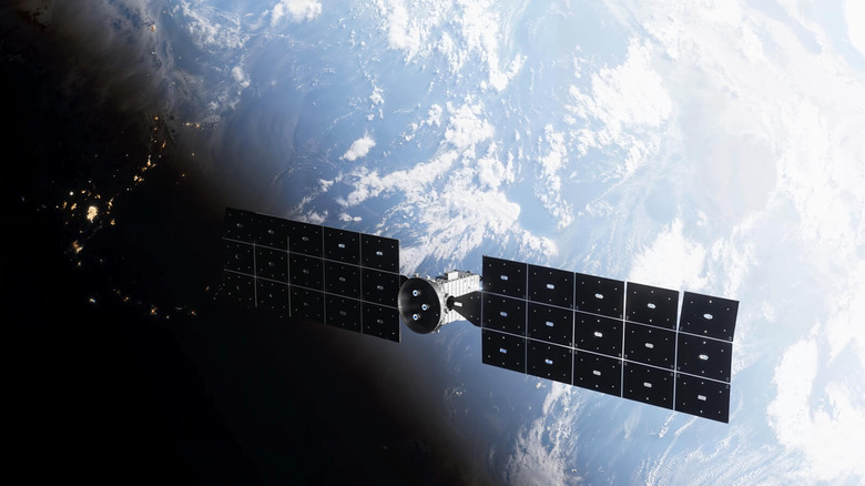 Artist's rendering of the Link satellite in orbit above the Earth