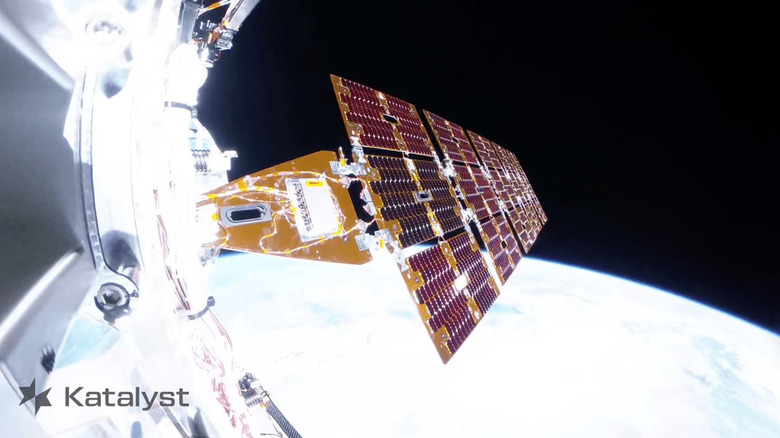 Onboard view of the Katalyst Link satellite in orbit