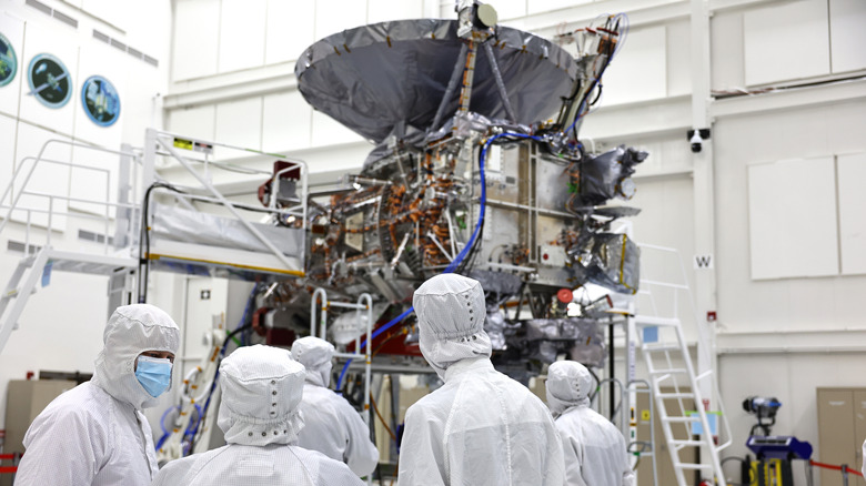 Engineers assemble the NASA Europa Clipper spacecraft at JPL