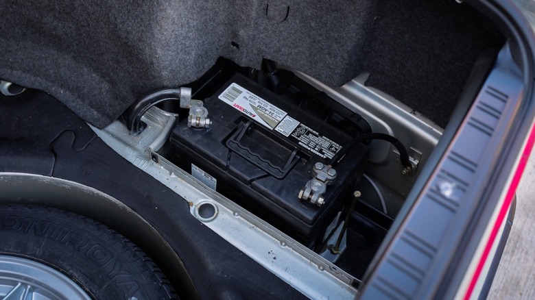 A car battery in the trunk