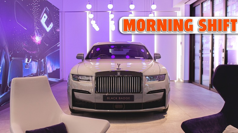 The new Rolls Royce Ghost Black Badge on display in the HR Owen Rolls Royce showroom in Mayfair, London.