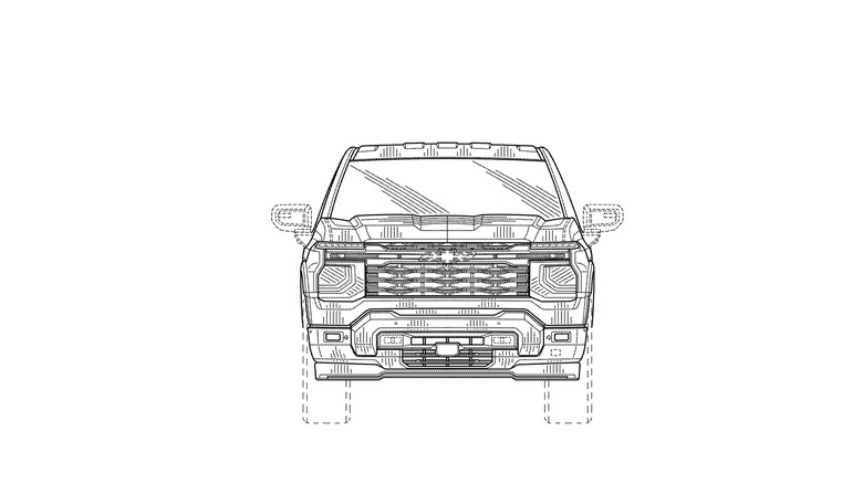 front view 2027 Chevrolet Silverado patent filing