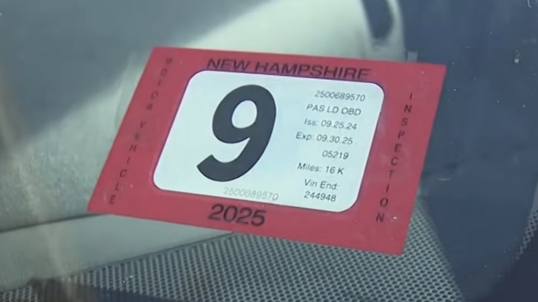 New Hampshire inspection sticker for 2025
