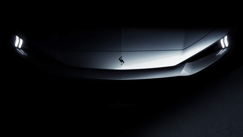 Front end teaser of the new Nissan Skyline