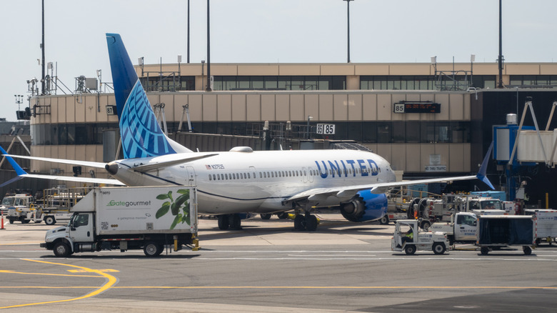 United Airlines jet aircraft are visible on tarmac at Newark Liberty International Airport (EWR), Newark, New Jersey, June 6, 2026.