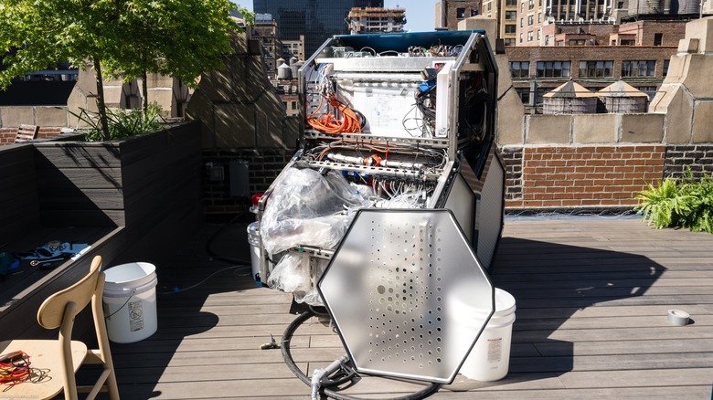 The Aircela machine with its covers removed, exposing the inner workings