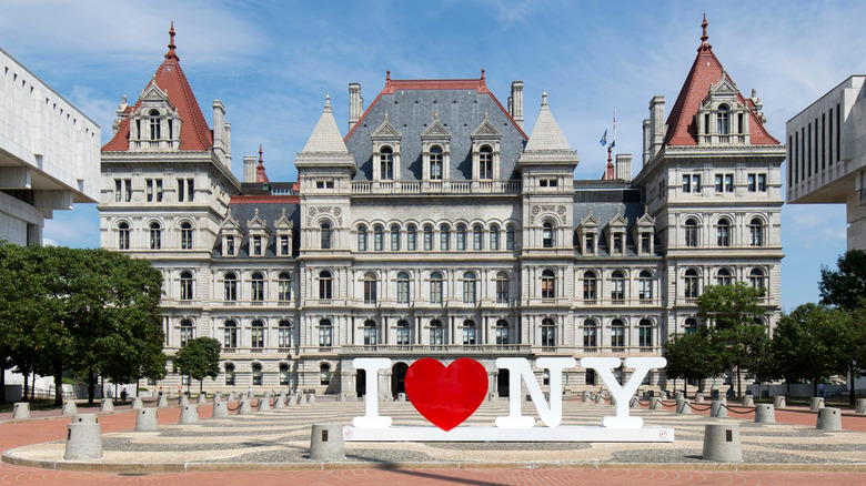 New York state capitol building with an 