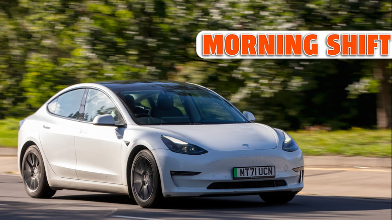 A white Model 3