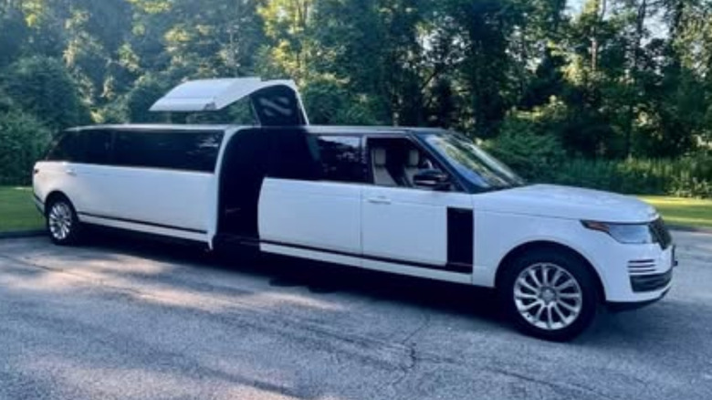 White stretched Range Rover