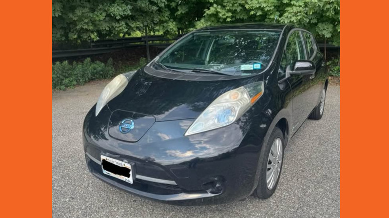 A black Nissan Leaf