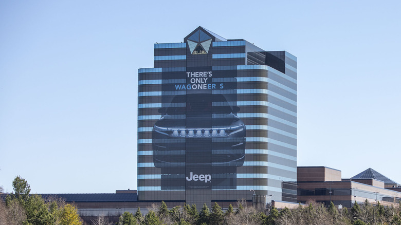 The Stellantis North America Headquarters is shown on April 4, 2025 in Auburn Hills, Michigan
