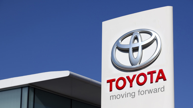 Antalya, Turkey. October 28th 2011. The roadside sign of Toyota Motors and local dealership building. Toyota is founded in 1937 in Japan. Its the worlds bigest automobile manufacturer. The company is popular with different cars: Corolla, Corona, Prius