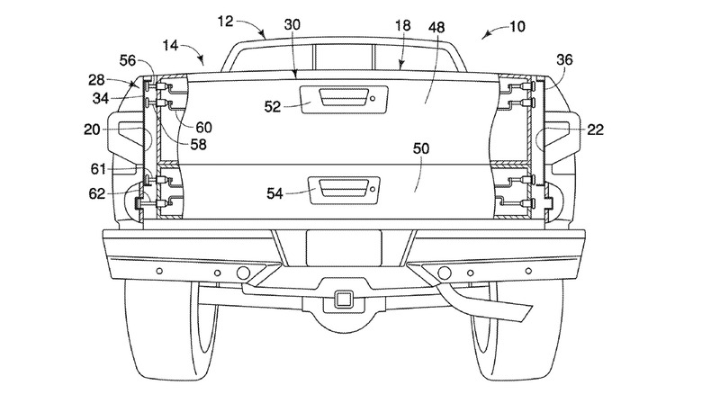 Patent drawing of Nissan's sliding tailgate function.