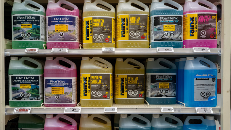 Windshield washer fluids connected shop shelves