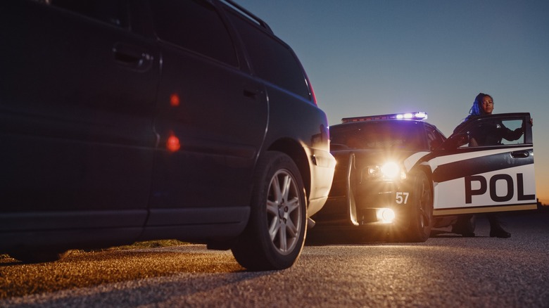 Officer beginning a traffic stop
