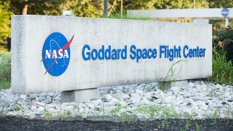 The entrance sign for the NASA Goddard Space Flight Center in Maryland