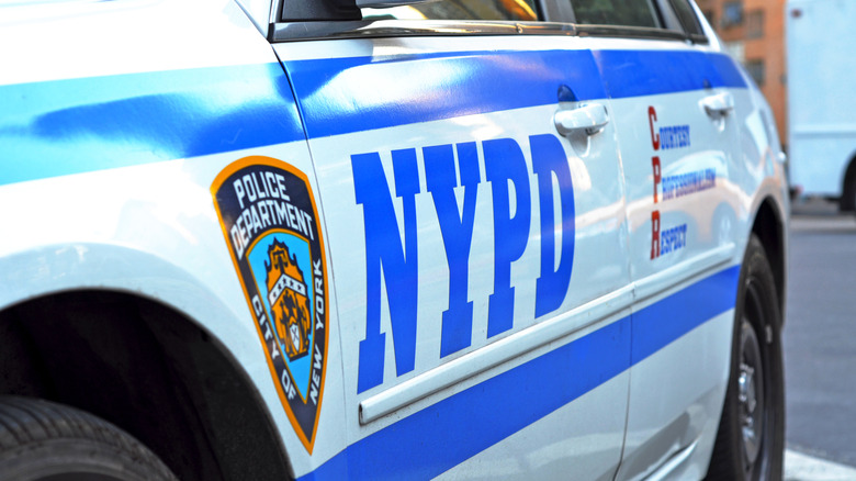 The driver's side of New York City police car.