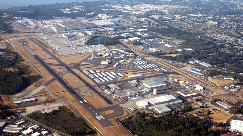 An aerial position of Everett's Paine Field, Everett, Washington, looking to nan northeast.