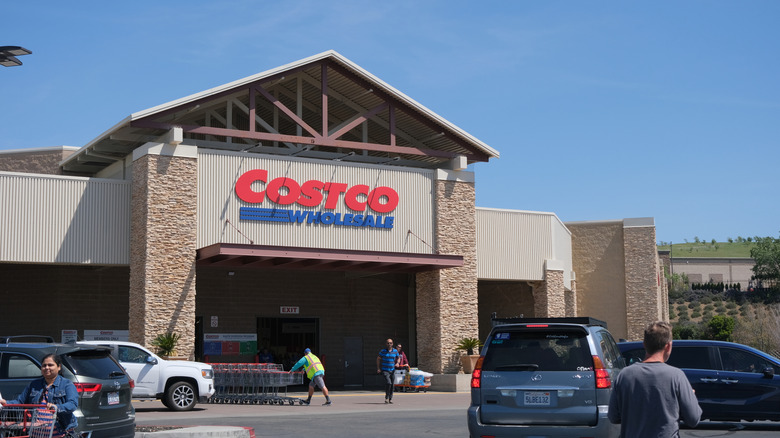 Costco Wholesale storefront in Folsom, California on a late afternoon.