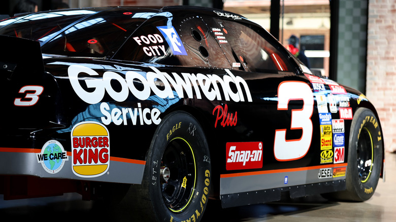 A detail view of the replica Dale Earnhardt #3 Chevy GM Goodwrench Monte Carlo during the NASCAR on Prime Presents The World Premiere of Earnhardt at The Revelry on May 22, 2025 in Charlotte, North Carolina.
