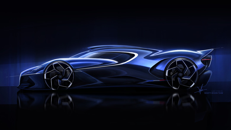 Side view sketch of the Bugatti Destrier