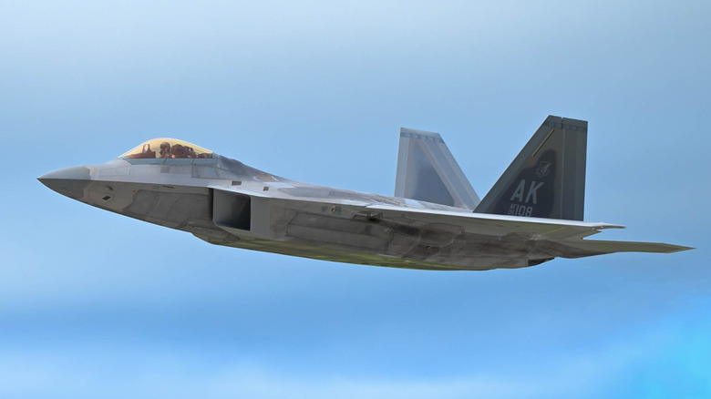 A Lockheed Martin F-22 Raptor.