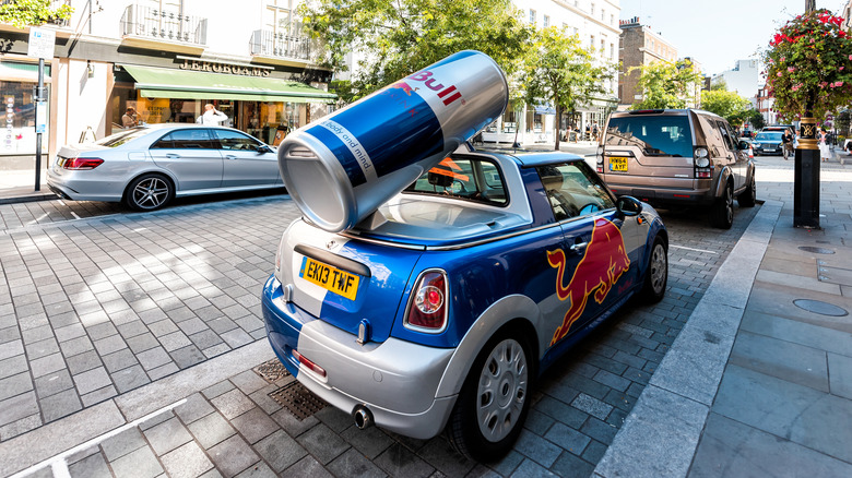 A Mini Red Bull promo vehicle