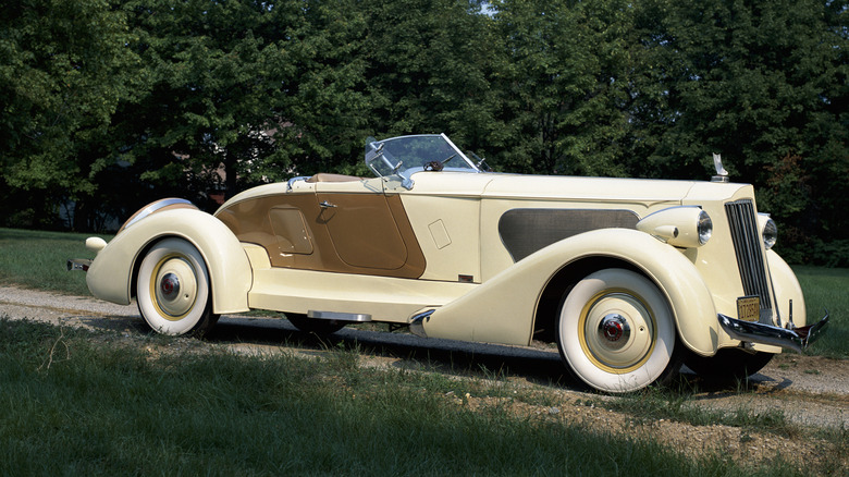 A cream Packard V12