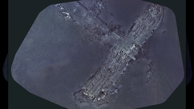 The mosaic image of the entirety of Pan Am Flight 526A, Clipper Endeavor's wreckage at the bottom of the Atlantic.