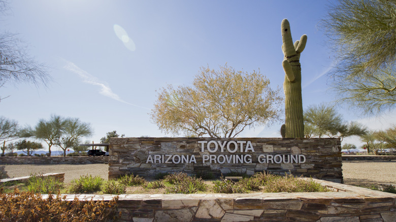 Toyota Arizona Proving Ground entrance and sign