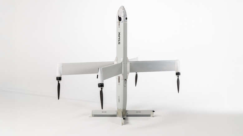 A Stark Virtus drone ready for vertical takeoff