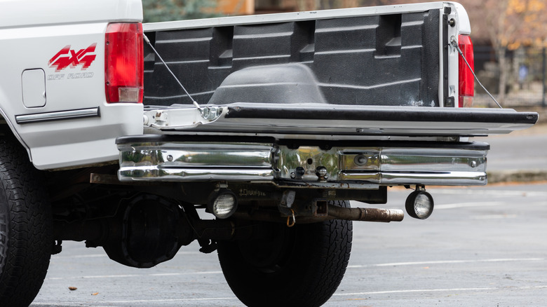 Close of of Ford F-150 Super duty with tailgate open