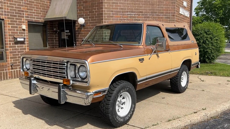 A 1978 Plymouth Trail Duster with vinyl roof in great condition